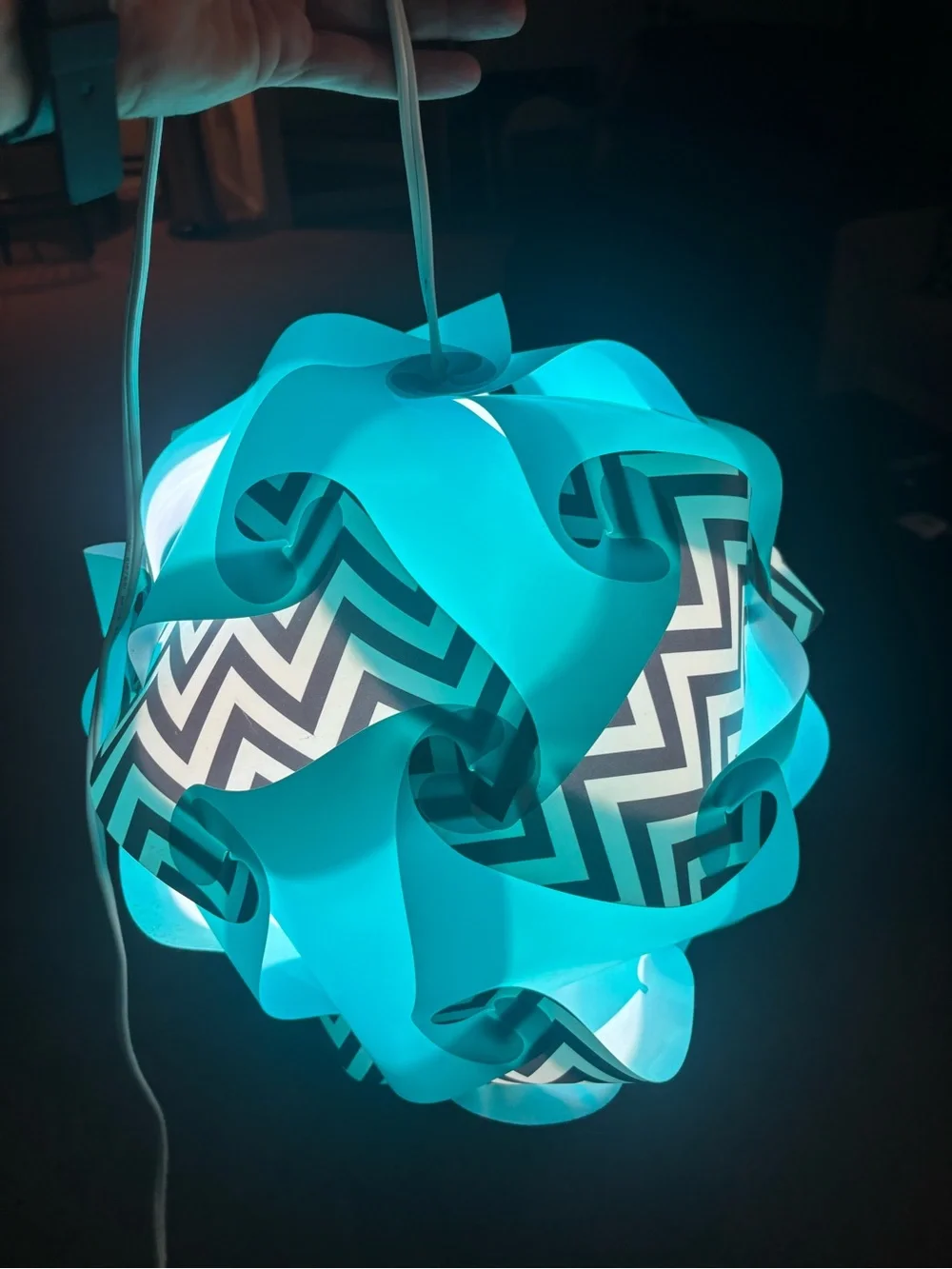 Blue Chevron Decorative Puzzle Ball Table Lamp - Unknown Brand